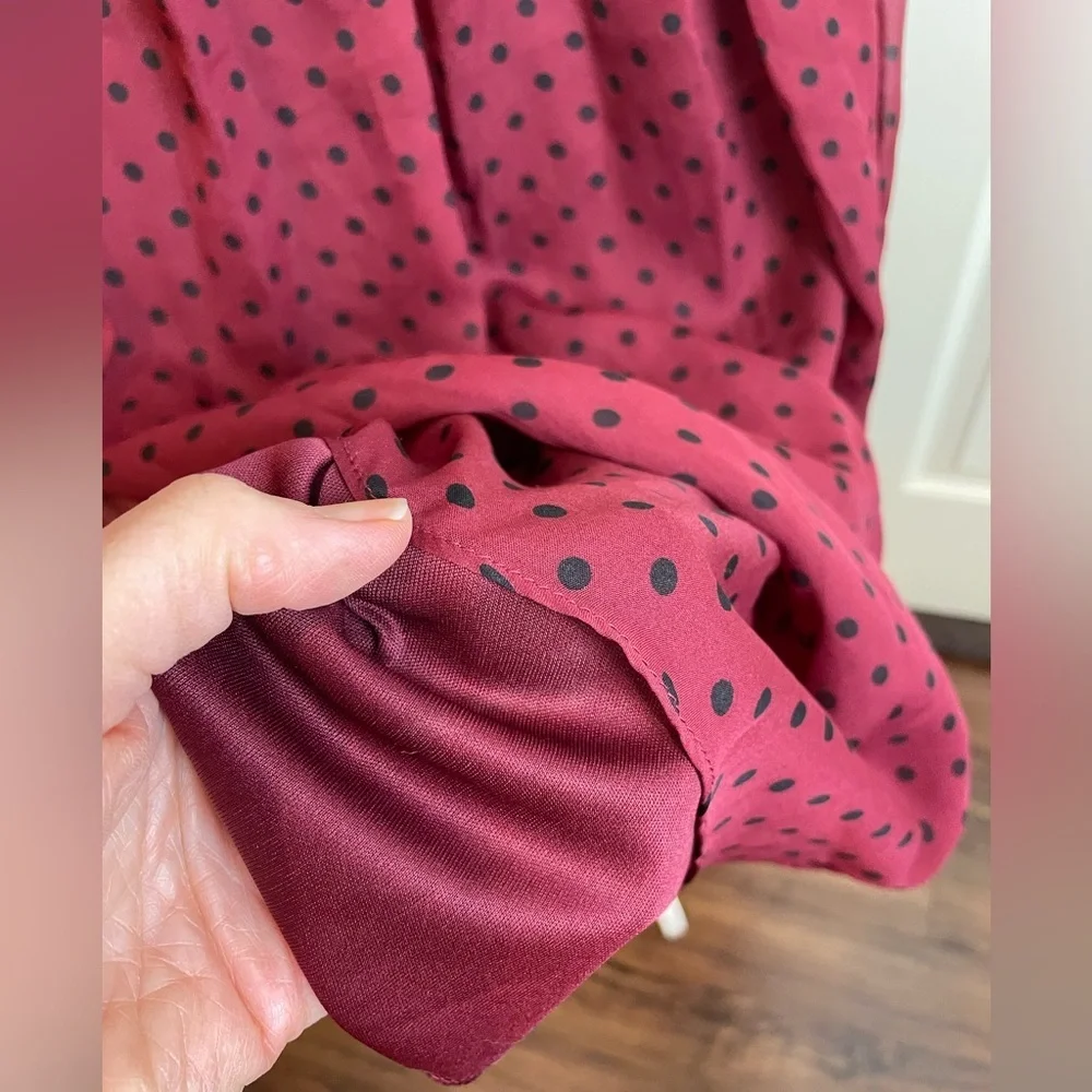 Hell Bunny Vixen retro polka dot Burgundy Dress small - Picture 12 of 12